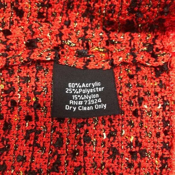 NWT Misook Red Boucle Chain Detail Cardigan Sweater Size L - Picture 7 of 7